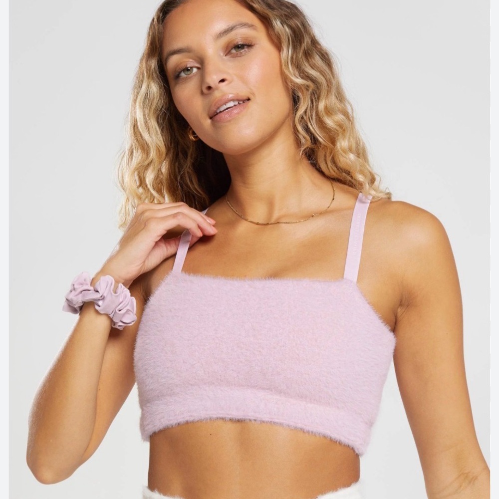 Gymshark X Whitney Simmons Fuzzy Bandeau Bralette in Lilac